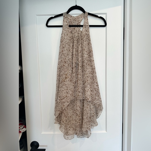 SILK Ruffled Back Beige Printed Halter TOP - Picture 5 of 8